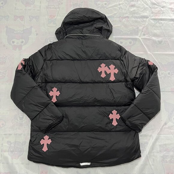 Chrome Hearts Black Down Jacket With Pink Cross Patch - Picture 11 of 13